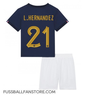 Frankreich Lucas Hernandez #21 Replik Heimtrikot Kinder WM 2022 Kurzarm (+ Kurze Hosen)